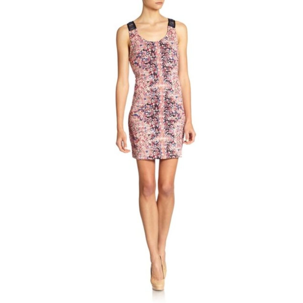 Free People Digital Damsel Open Back Bodycon Mini Dress Pink Blue Floral Size XS - Picture 4 of 16